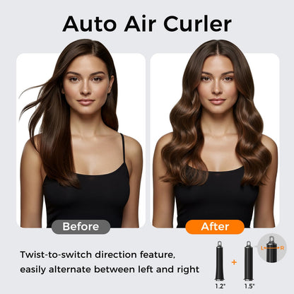 All-in-One Air Styler - Auto Curl, Straighten, Volumize, Dry - 160000 RPM High-Speed for Faster Styling - Reduces Heat Damage & Frizz Hair Styling Irons - Ionic Blow Dryer Brush for All Types (Nickel)