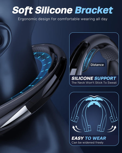 laimiod Portable Neck Fan - with LED Book Light, 6-20 Hrs Long Battery, 6-Speed Adjustable, USB-C Rechargeable, Ultra Quiet, Hands-Free Personal Cooling for Men Women Outdoor Indoor