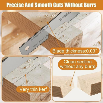 Japanese Hand Saw, 6-Inch Double-Edge Pull Saw, SK5 Flexible Blade,14/17 TPI Blade with Soft Grip Handle for Hardwood & Softwood Woodworking.