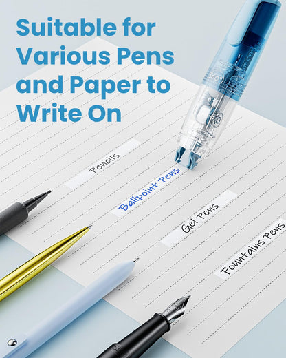 Four Candies Refillable Retractable White Correction Tape, 2PCS White Cute Smooth Push Pull Out Tape with 4 Extra Refills, Aesthetic Pen Shaped Applicator for School Office Supplies (Pink Apricot)