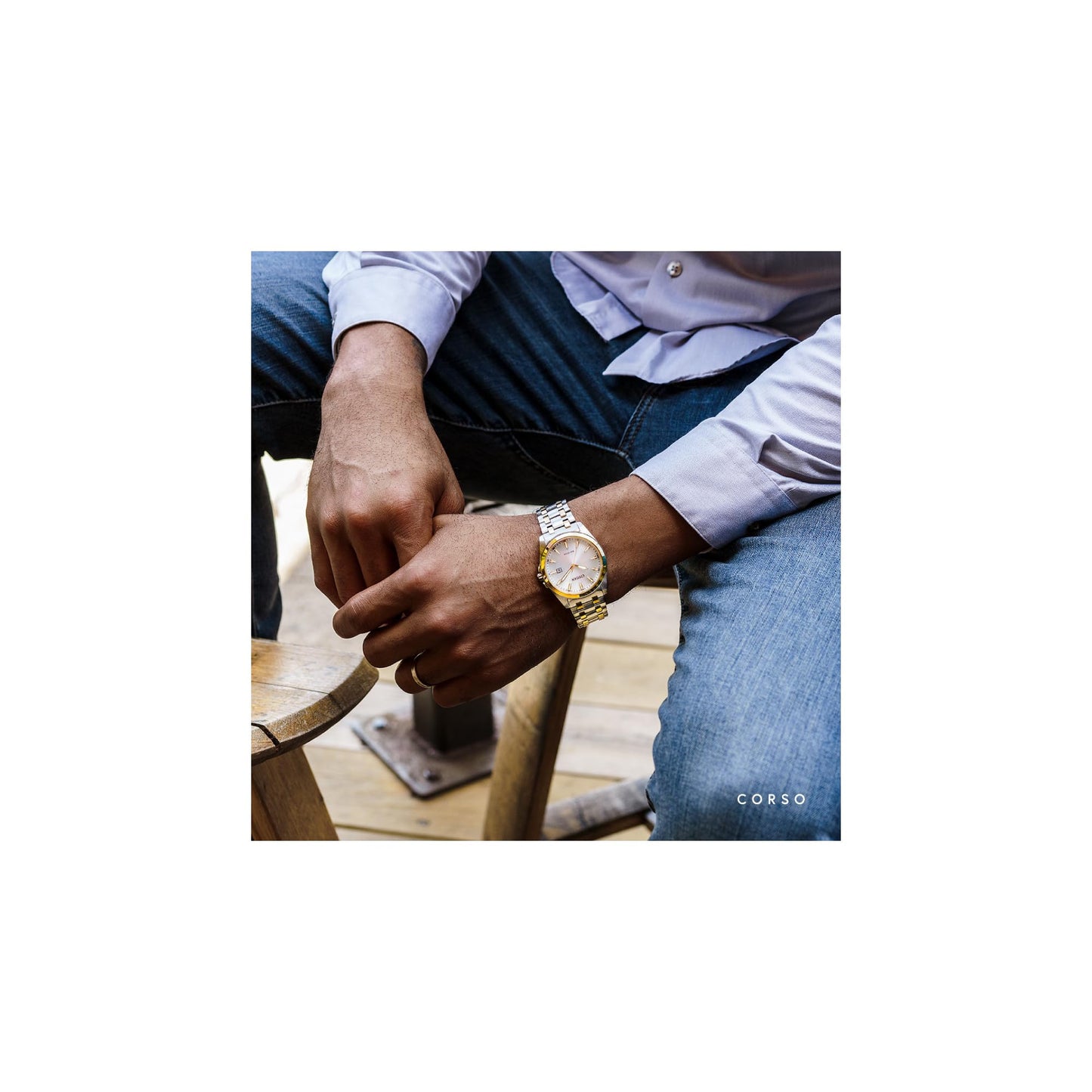 Citizen Men's Eco-Drive Classic Peyten Two-Tone Stainless Steel Watch, 3 Hand, Silver Dial (Model:BM7534-59A)