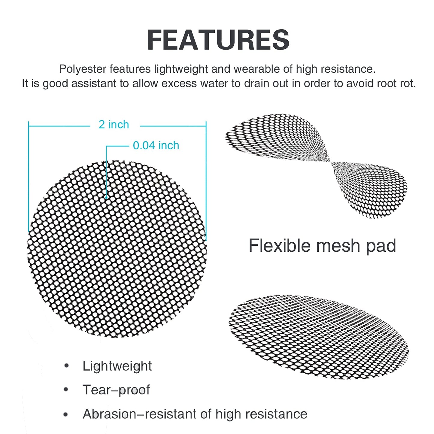 shemist 100PCS Bonsai Pot Bottom Grid Mat Mesh, Plant Drainage Screens Gasket, Round Drainage Mesh Hole Screens Keep Soil from Flowing Away, 2 Inch