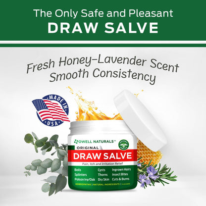 OWELL NATURALS Drawing Salve Ointment Fast Acting Formula for Skin, Splinters, Ingrown Hairs, Boils & Cyst, Bug Bites, bee Sting, Mosquito bite Itch, Poison Ivy (2 Pack)