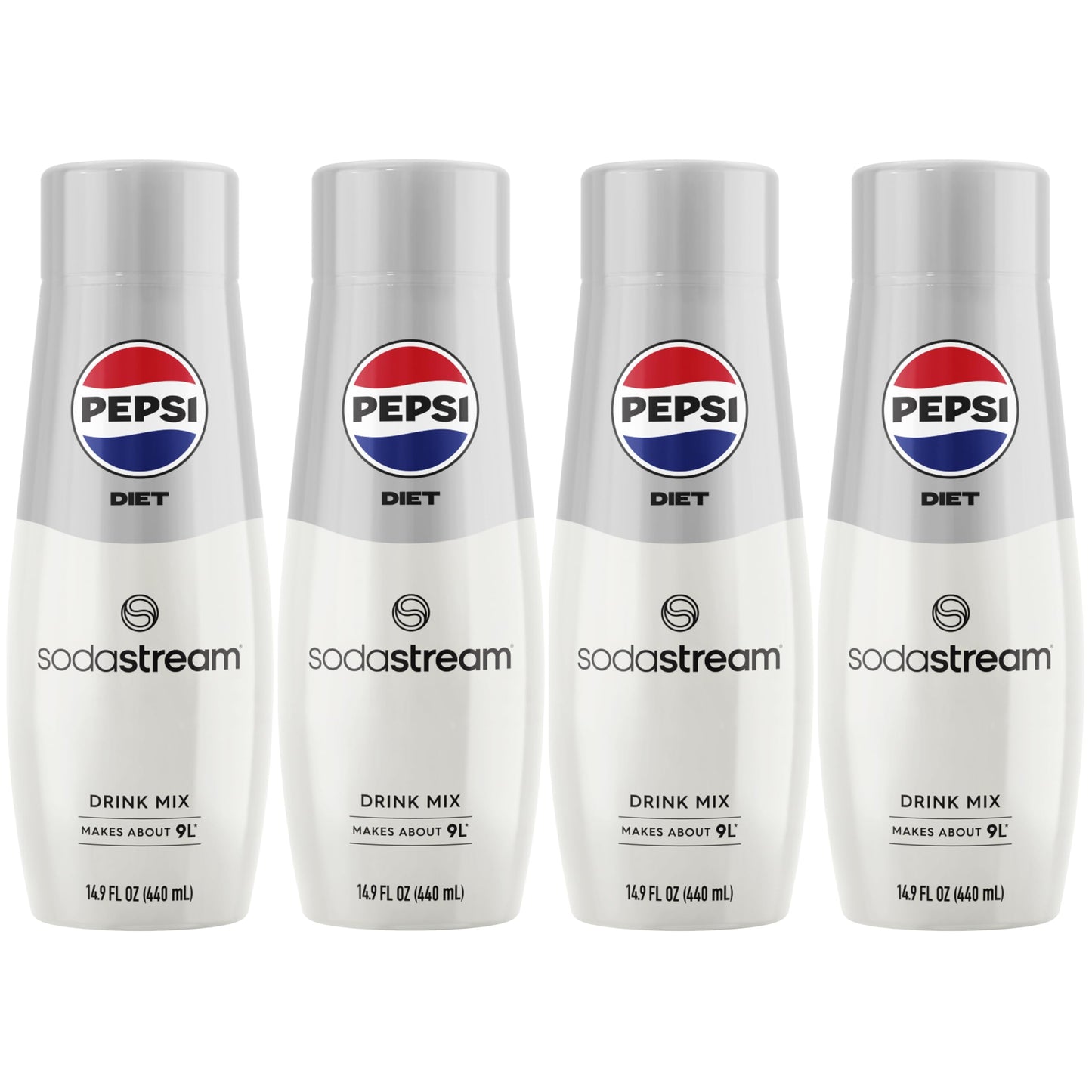 SodaStream - Diet Pepsi Beverage Mix Diet Flavor for SodaStream Turns 9.5 Gallons of Sparkling Water into Diet Pepsi Light, Crisp and Refreshing with Zero Calories 14.9 Fl Oz, Pack of 4