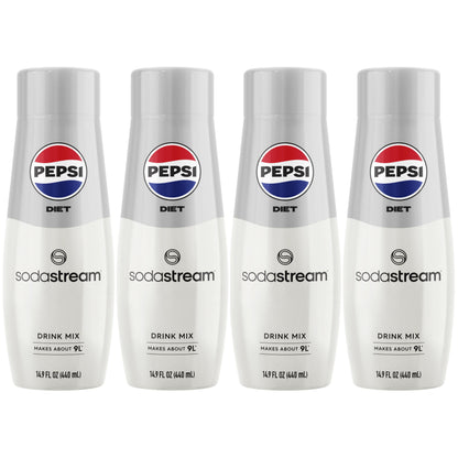 SodaStream - Diet Pepsi Beverage Mix Diet Flavor for SodaStream Turns 9.5 Gallons of Sparkling Water into Diet Pepsi Light, Crisp and Refreshing with Zero Calories 14.9 Fl Oz, Pack of 4
