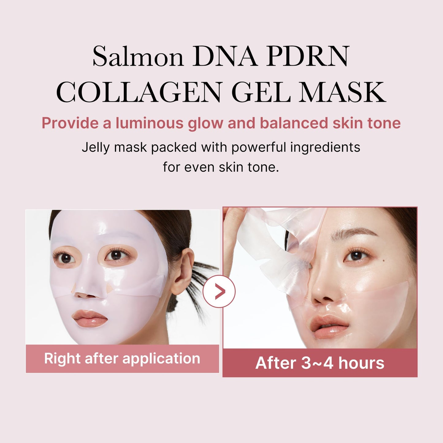 medicube Salmon DNA PDRN pink collagen jelly gel mask | overnight face mask for glass glow skin- elasticity, hydrating, firming and moisturizing | korean skincare, 28g, 4ea