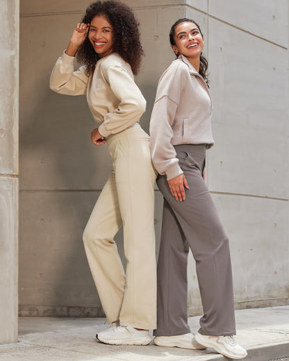 G4Free Wide Leg Pants Woman Yoga Pants with Pockets Loose Casual Palazzo Fashion Sweatpants Stretch Dress Work Clothes(Black,XXL,31")