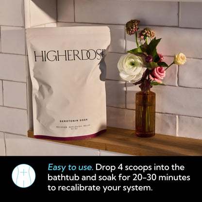 HigherDOSE Serotonin SOAK - Potent Magnesium Flakes with Stress Relief Essential Oils & Apple Cider Vinegar - Relaxing Bath Salts to Maintain Serotonin Levels and Muscle & Nerve Relief (32 Ounce)