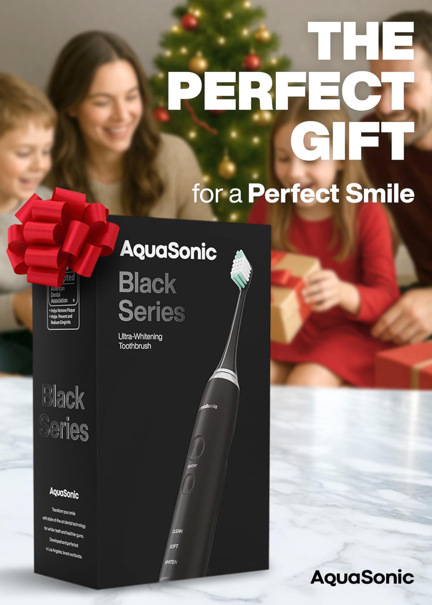 Aquasonic Black Series Ultra Whitening Toothbrush – ADA Accepted Electric Toothbrush- 8 Brush Heads & Travel Case – 40,000 VPM Electric Motor & Wireless Charging - 4 Modes w Smart Timer
