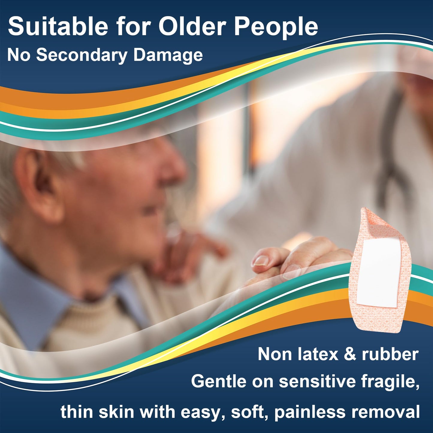 Hysimedy Silicone Adhesive Bandages Large Sizes for Sensitive Fragile Skin 2"x4" 20 Count Flexible Fabric Latex Free Hypoallergenic Breathable XL Bandages for Adhesive Allergy Wounds