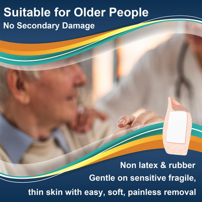 Hysimedy Silicone Adhesive Bandages Large Sizes for Sensitive Fragile Skin 2"x4" 20 Count Flexible Fabric Latex Free Hypoallergenic Breathable XL Bandages for Adhesive Allergy Wounds