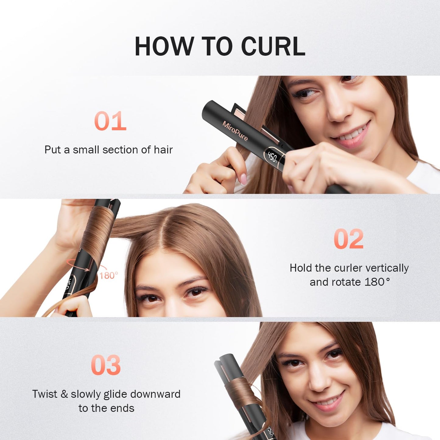 MiroPure Flat Iron Hair Straightener, 1 Inch Titanium Plates Hair Straightener with 15S Heat-up, Professional MCH Ceramic Negative Ion Hair Iron Dual Voltage for Women Hair with Auto Shut-Off