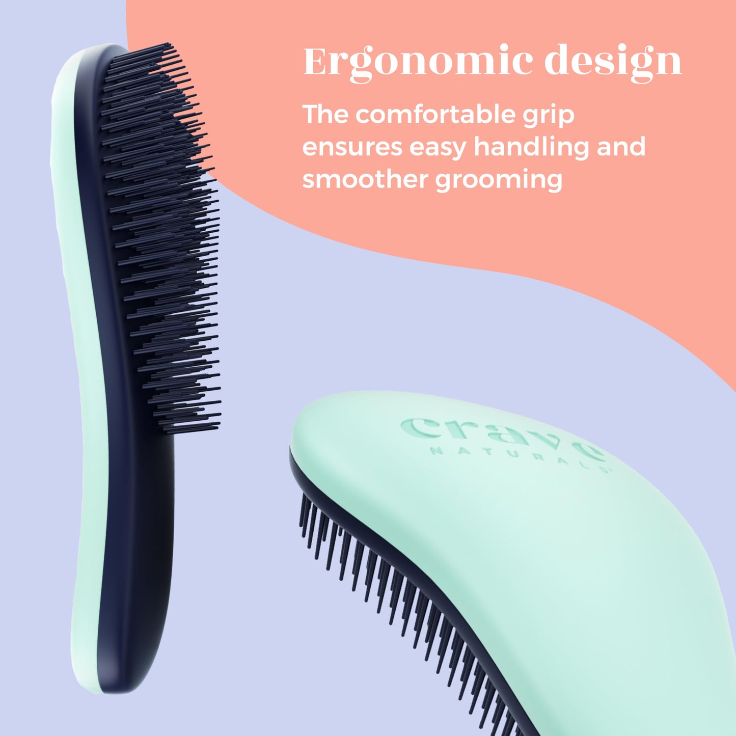 Glide Thru Detangling Brush by Crave Naturals - Tangle-Free Hairbrush for Curly and Straight Hair - Gentle Detangler for Kids, Teens, and Adults - Wet and Dry Hair Care - Travel-Friendly, Turquoise