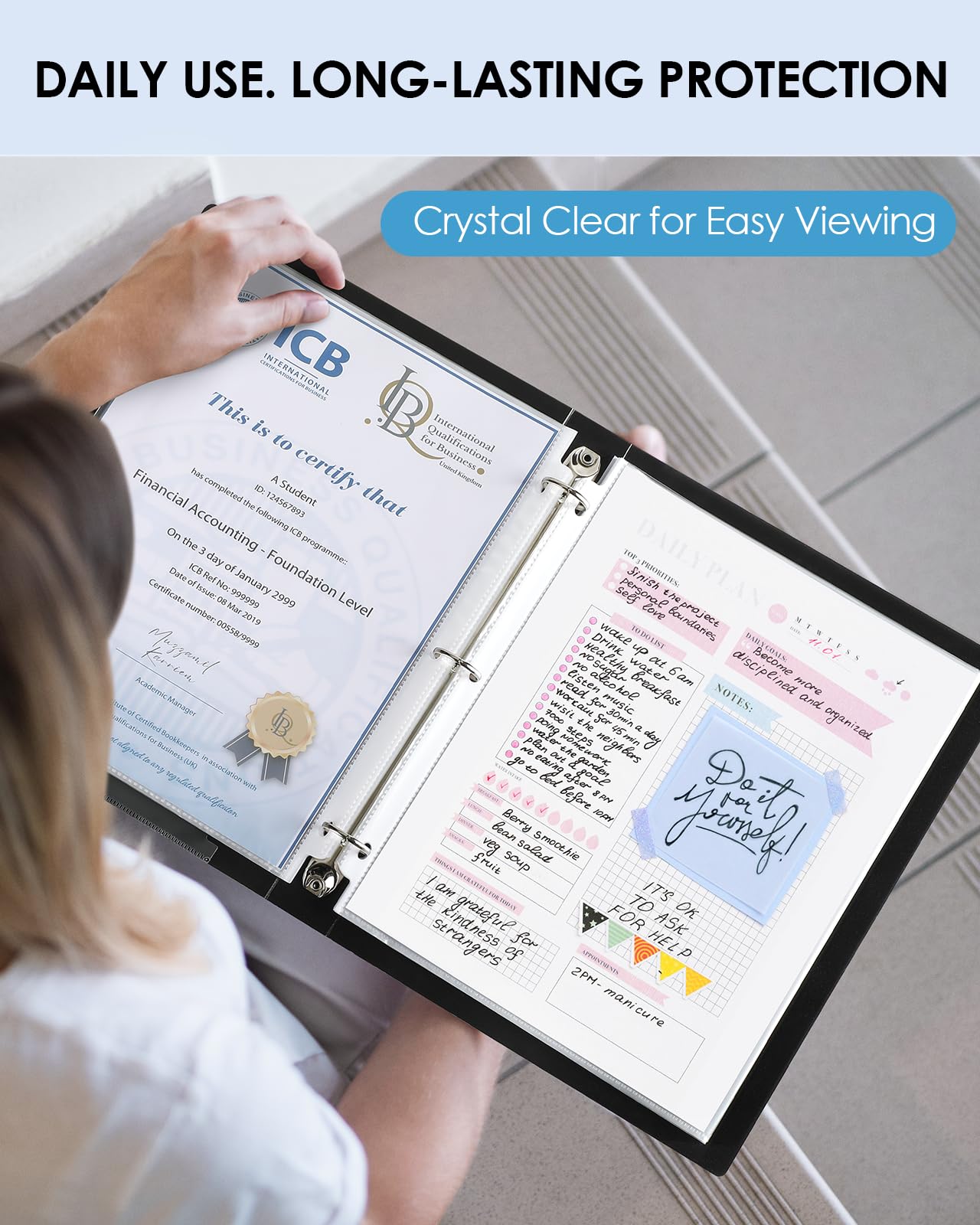 KTRIO Sheet Protectors 8.5 x 11 inch, Clear Page Protector for 3 Ring Binder, Plastic Sleeves for Binders, Top Loading Paper Sheets Document Sleeve Letter Size, Office & Home, 50 Pack