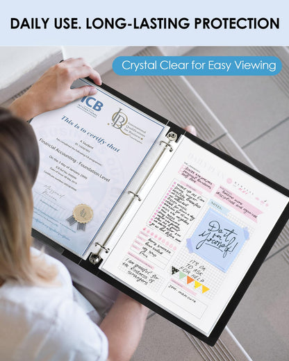 KTRIO Sheet Protectors 8.5 x 11 inch, Clear Page Protector for 3 Ring Binder, Plastic Sleeves for Binders, Top Loading Paper Sheets Document Sleeve Letter Size, Office & Home, 50 Pack