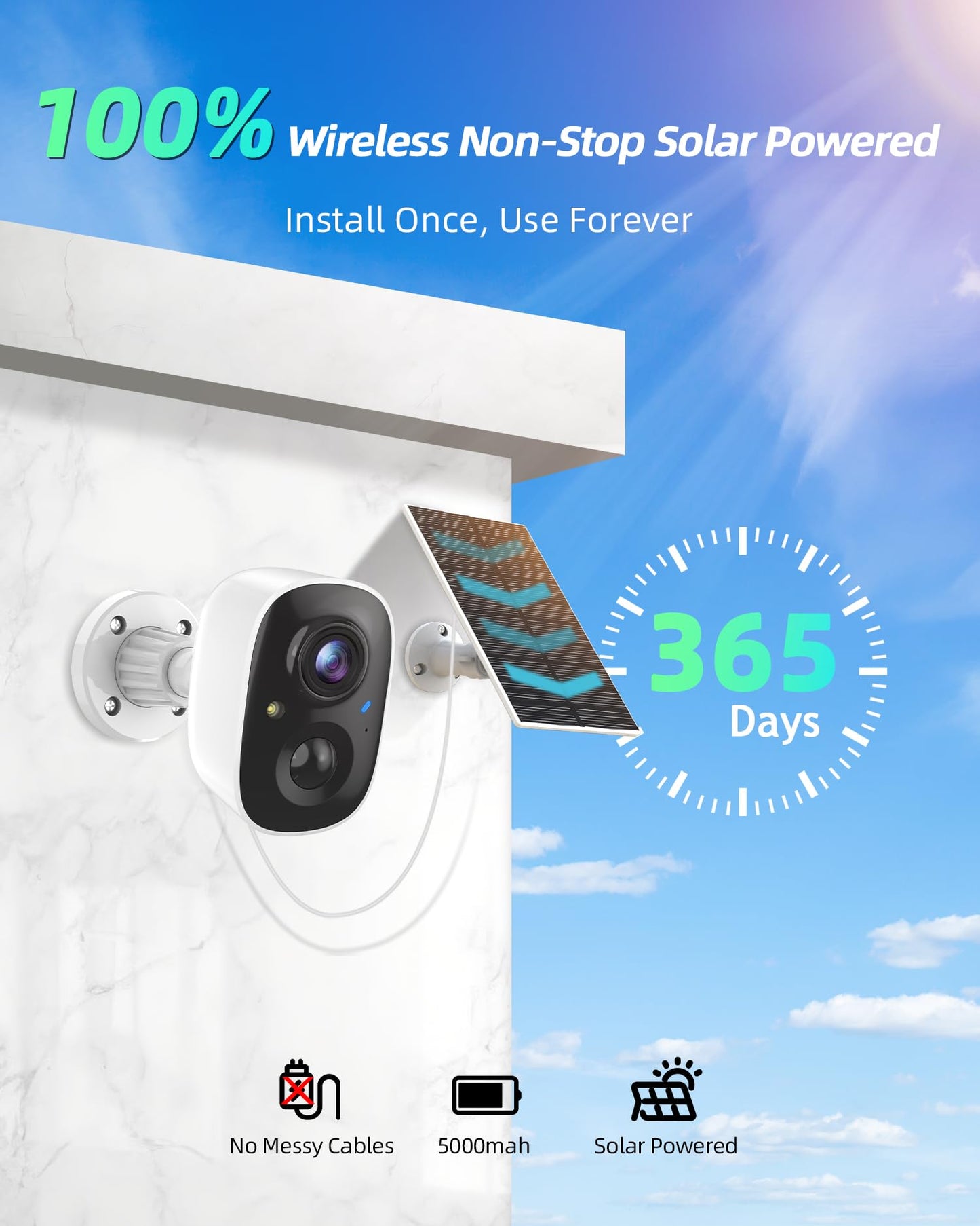MaxiViz Solar Security Camera Wireless Outdoor (2 Pack), Solar Powered Cameras for Home Security with AI Motion Detection, 2K Color Night Vision, IP66 Weatherproof, 2.4GHz Wi-Fi, Cloud/SD Storage