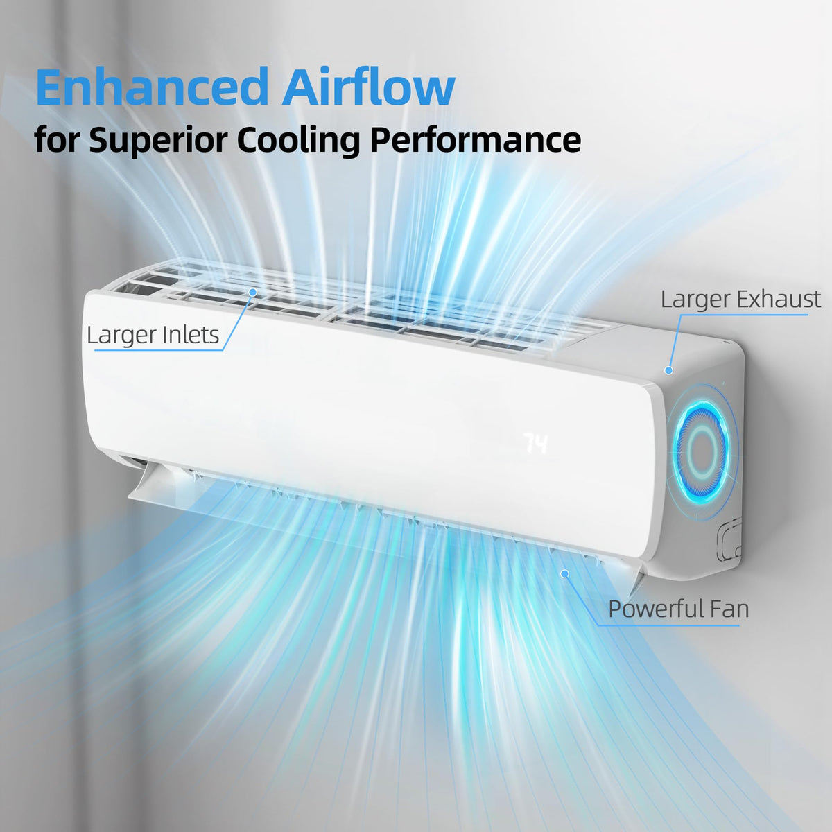 Manastin 18000BTU Mini Split Air Conditioner & Heater with Inverter, 19 SEER2 𝟐𝟑𝟎𝐕 Energy Saving AC Unit Cools Rooms up to 1250 Sq. Ft, Complete Installation Kit
