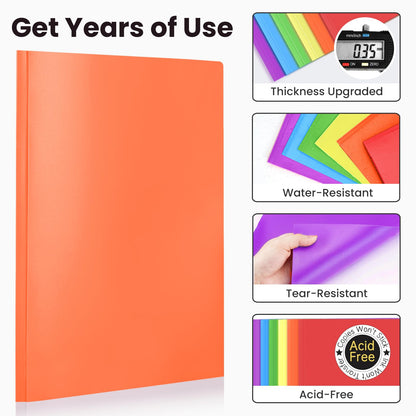 Sooez Plastic Folders with Pockets and Prongs, 6 Pack Pocket Folders with Prongs, Heavy Duty 3 Prong 2-Pocket Folders for Document, Colored File Folder Back to School Supplies for Kids