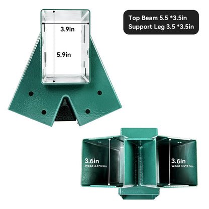 ABUSA Heavy Duty Swing Sets Brackets Including 2 Green A-Frame Swing Set Brackets 1 Swing Seat 1 Ring Trapeze Bar and 4 Swing Hangers for Playground Equipment Mounting Parts Hardware Included
