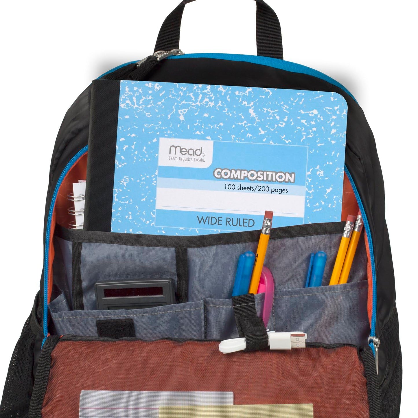 Mead Composition Notebook, 6 Pack, Wide Ruled Paper, 7-1/2" x 9-3/4", 100 Sheets per Comp Book, Assorted Colors (950054-ECM)