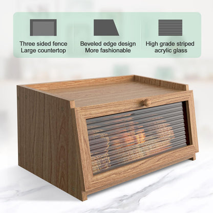 LOHASOK Bread Box for Kitchen Countertop Large Bread Box Farmhouse Bread Container Bread Storage with Window Bread Holder