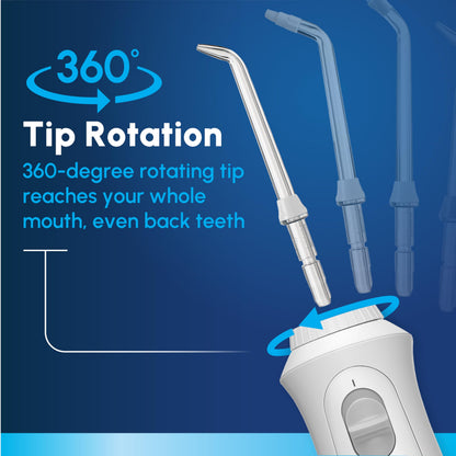 Waterpik Cordless Pearl Rechargeable Portable Water Flosser for Teeth, Gums, Braces Care and Travel with 4 Flossing Tips - ADA Accepted, WF-13 White, Packaging May Vary