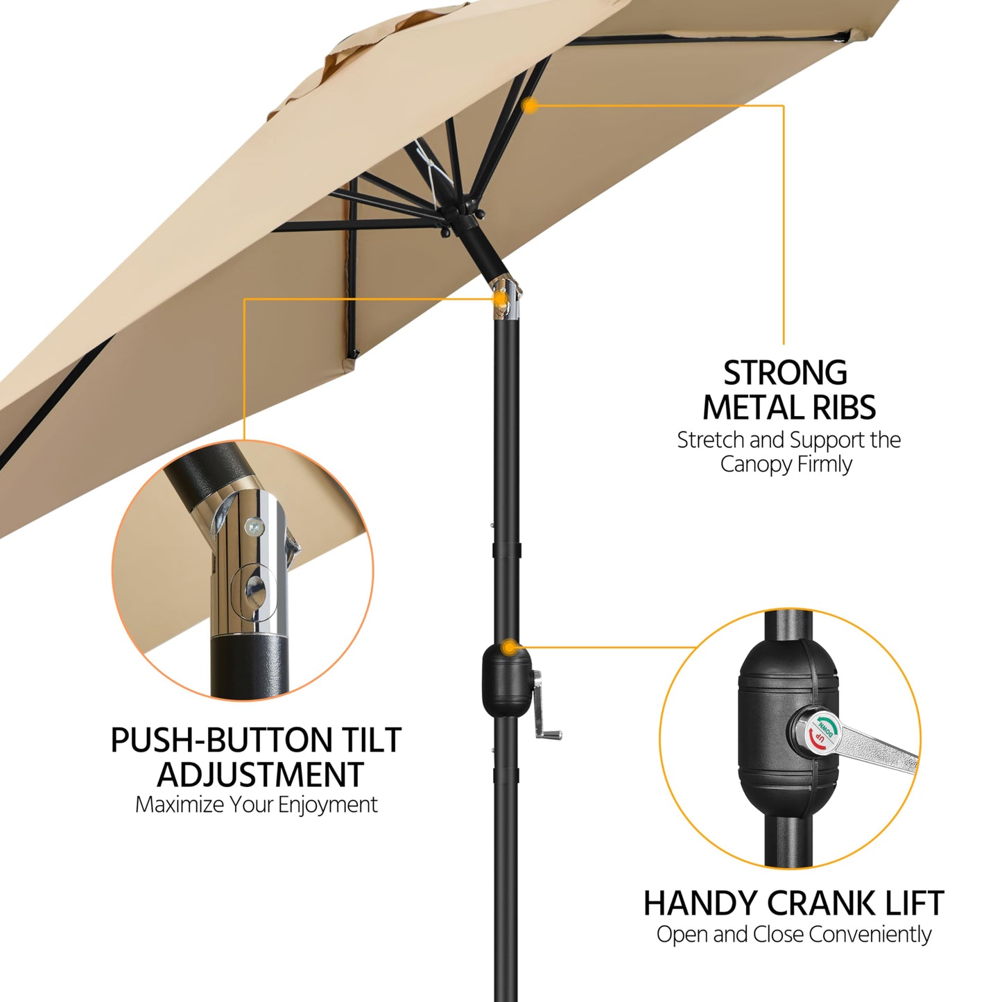 Yaheetech 9FT Outdoor Patio Umbrella, Outdoor Table Umbrella with Push Button Tilt and Crank, Yard Sun Shade, UV Protection Waterproof for Garden/Deck/Backyard/Pool