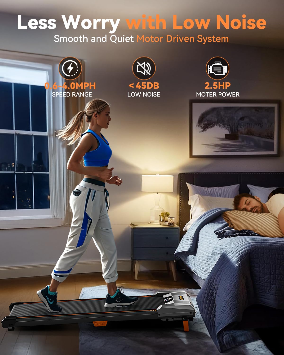 Walking Pad Treadmill, BestGod Incline Under Desk Treadmill 330lbs Capacity, 2.5HP Portable Treadmills for Home, Compact Treadmills Mini Walking Pad, Running Machine with Remote Control