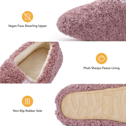RockDove Women's Faux Shearling Closed Back Slipper with Memory Foam, Size 8 US Women, Cameo Pink