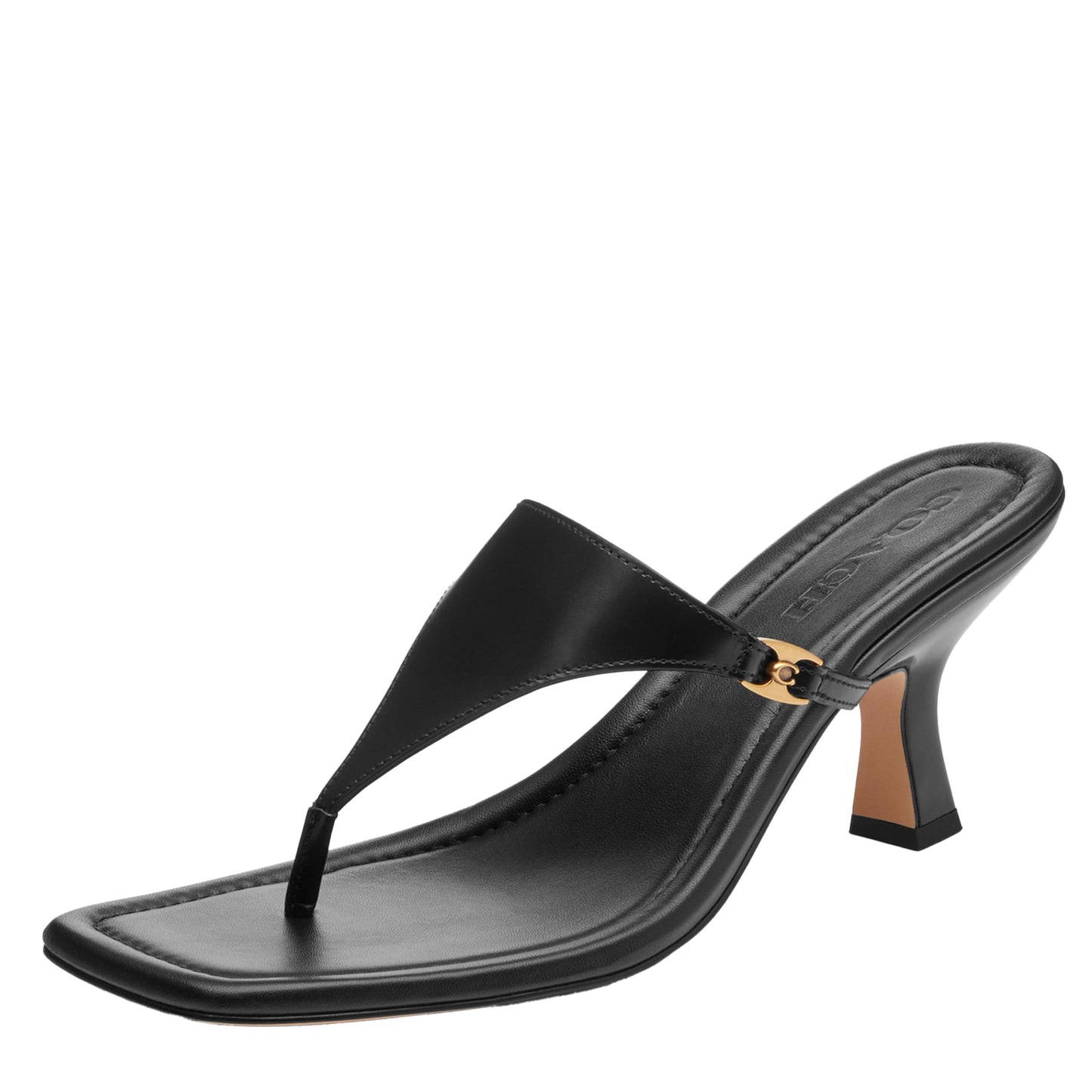 Coach Women's Heritage Hardware Thong Sandal Platform, Black, 8