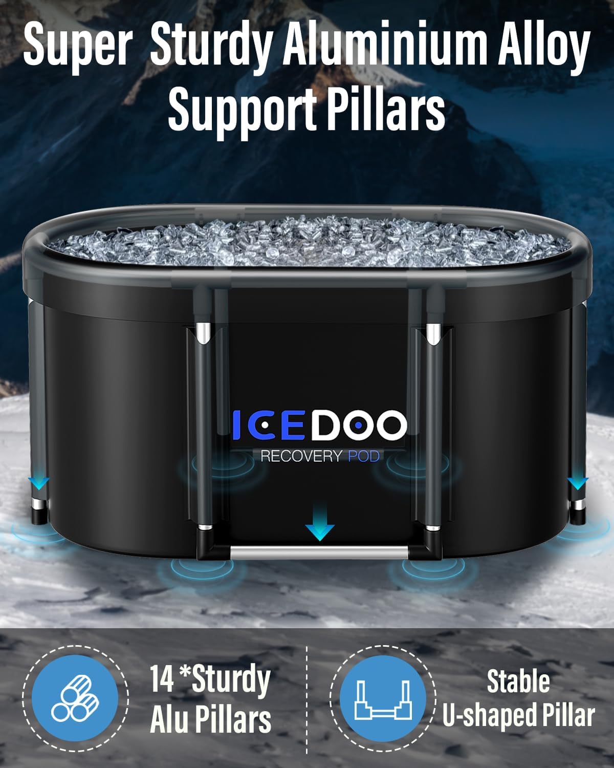 Wxtkkom New Upgrade XL 139-Gallon Oval Ice Bath Tub - 6 Layered Portable Bathtub, Foldable with Cover Cold Plunge Tub for Athletes, Home Gym, Outdoor Recovery Use.