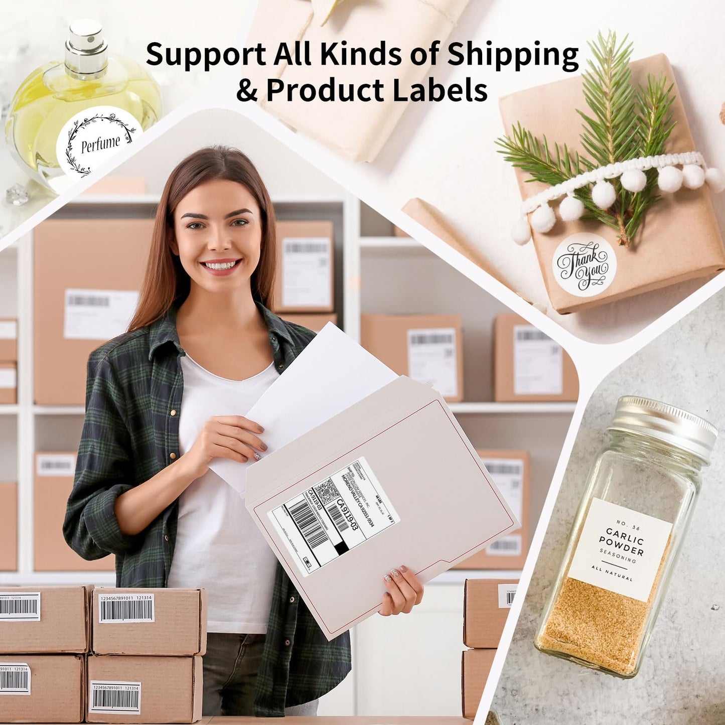 Gloryang Bluetooth Thermal Shipping Label Printer, 4X6 Inkless Label Machine for iOS, Android, Laptop, Wireless Printer for Small Business, Compatible with Amazon, UPS, Shopify, Pink