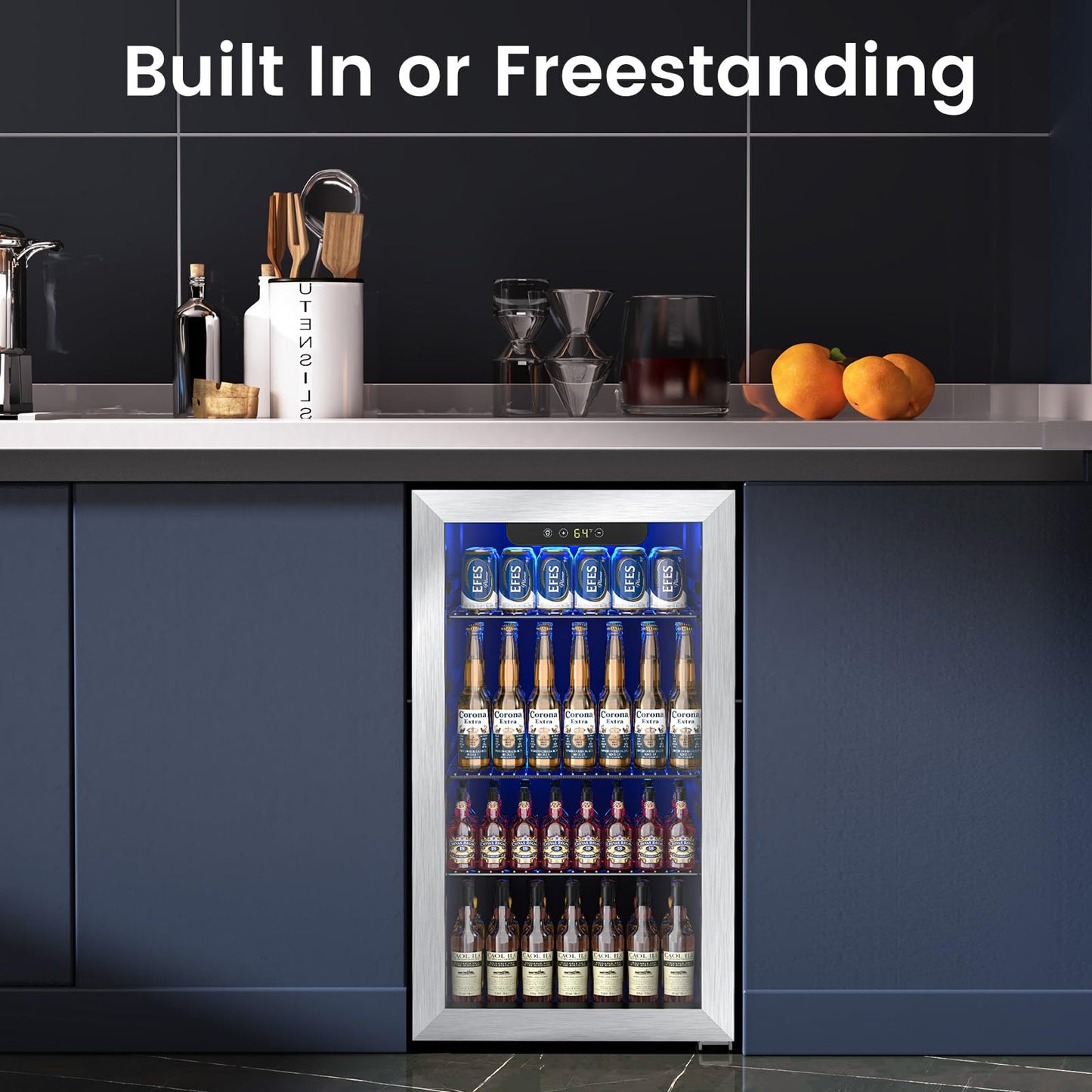 Electactic Mini Fridge 130 Can Beverage Refrigerator Cooler, 3.2 Cu.Ft Drink Fridge forSoda Wine Beer, Digital Temperature Control Cooler for Home, Dorm, Bar