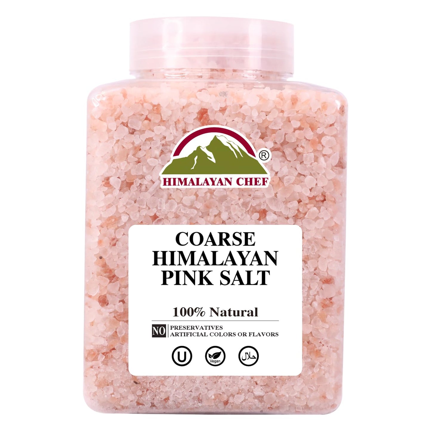 Himalayan Chef Pink Himalayan Salt Coarse Grain, Plastic Jar - 5 lbs. For Refill Grinders