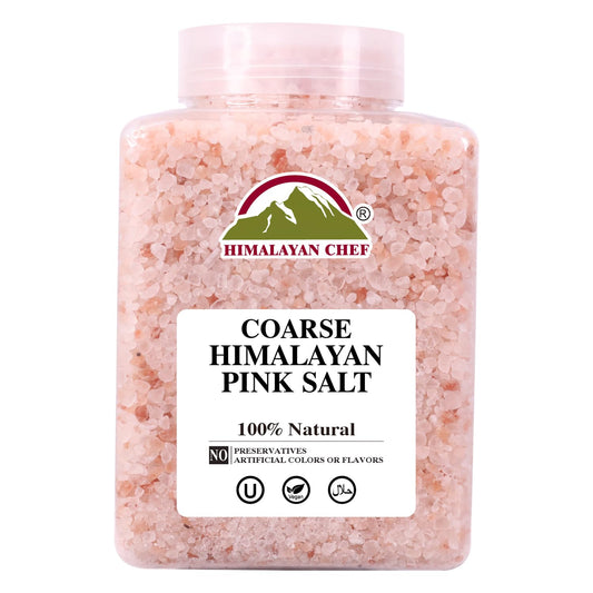 Himalayan Chef Pink Himalayan Salt Coarse Grain, Plastic Jar - 5 lbs. For Refill Grinders