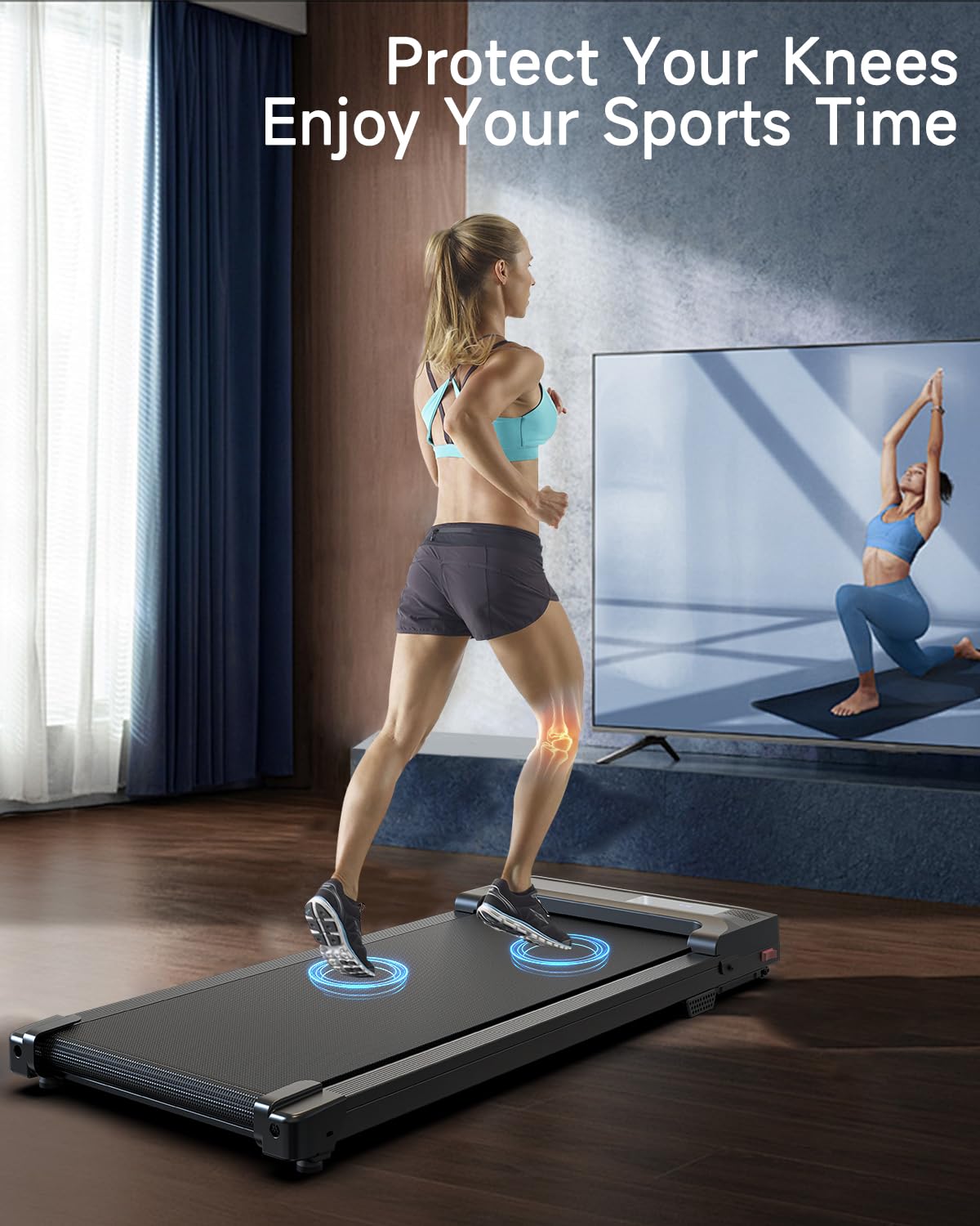 Walking Pad Treadmill for Home - Under Desk Treadmills Mini Portable Walking Running Machine Slim Compact Motorized Electric Treadmill with Adjustable Speed Remote
