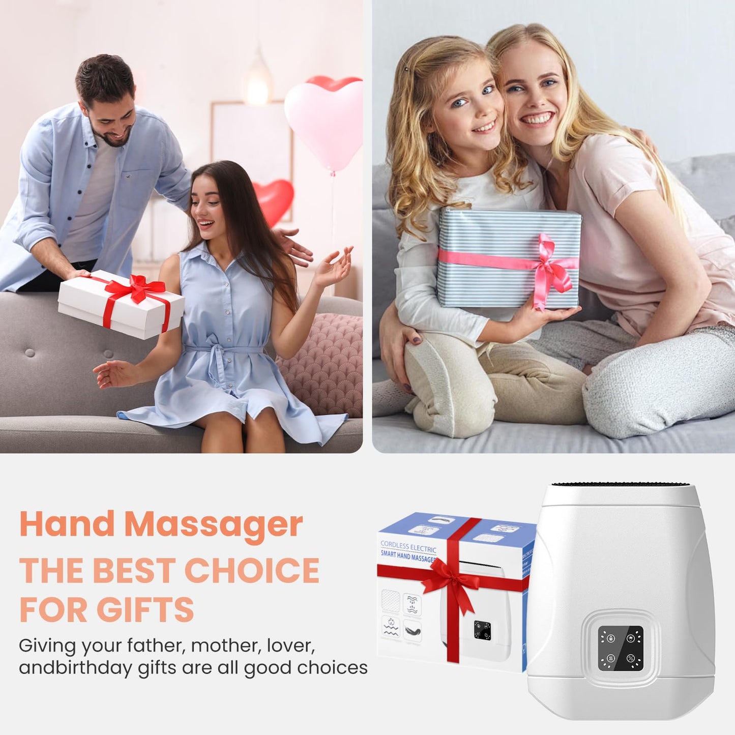 TipTalk Hand Massager with Heat and Compression, Cordless Electric Hand held Massager for Arthritis and Carpal Tunnel, Gifts for Men and Women