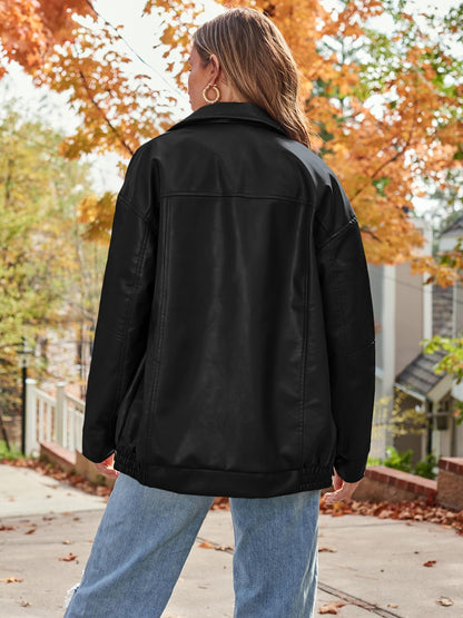 AUTOMET Womens Oversized Leather Jackets Faux Suede Fall Fashion Motorcycle Coats Winter Outfits Clothes Y2k Tops Black M