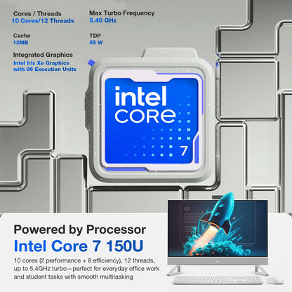 Dell Inspiron 7730 All-in-One Desktop Computer, 27" FHD Touch Screen, Intel Core 7-150U(Up to 5.4 GHz), GeForce MX570A, WiFi 6E, Wireless KB & Mouse, Windows 11 Pro, Accessories(32 GB RAM, 1 TB SSD)