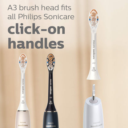 Philips Sonicare Premium All-in-One (A3) Replacement Toothbrush Heads, Gum Care, Plaque Removal, Whitening, One Year Supply, 4 Brush Heads, White, HX9094/65