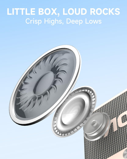 AOC Portable Bluetooth Speaker, Shower Speaker, BT 5.4 with Wireless Stereo Pairing, BassUp, IP67 Waterproof, Dustproof, 30-Hour Playtime, Compact Small for Home, Outdoors, Travel, White