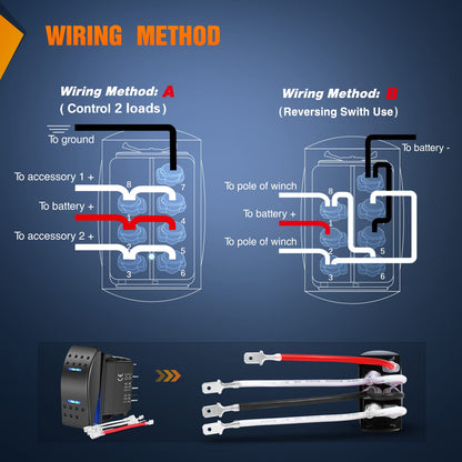 Nilight Waterproof Rocker Switch Toggle ON/Off/ON DPDT 7Pin 12V 24V Jumper Wires Winch Pump for Cars Trucks Caravans Boats RV SUV ATV UTV