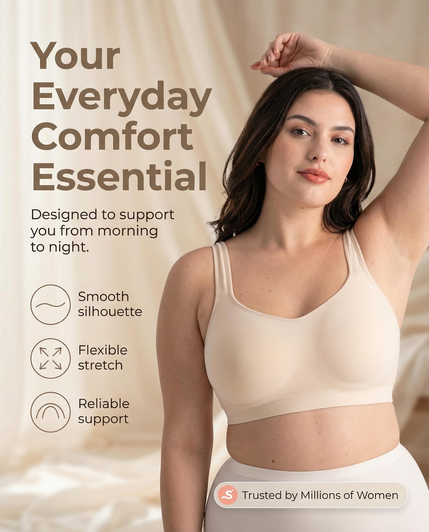 SHAPERMINT Wireless Bras for Women No Underwire – Small to Plus Size Bralettes with Support and Natural Lift