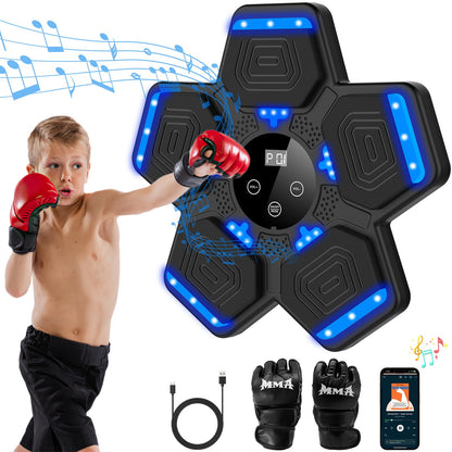 LOLBOX 2024 Music Boxing Machine with Boxing Gloves, Smart Bluetooth Boxing Machine with LED Electronic Wall Mounted, Music Boxing Target Workout Punching Equipment for Home(Upgrade)