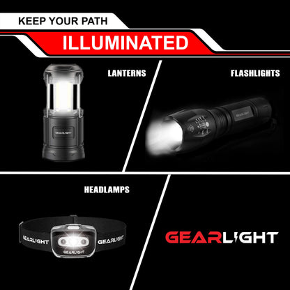 GearLight Rechargeable Bike Light, Headlight and Tail Light Set, Powerful Front and Back Lights for Night Riding Safety, Night Riding Accessories, White Elephant Stocking Stuffer for Men - Black, Red