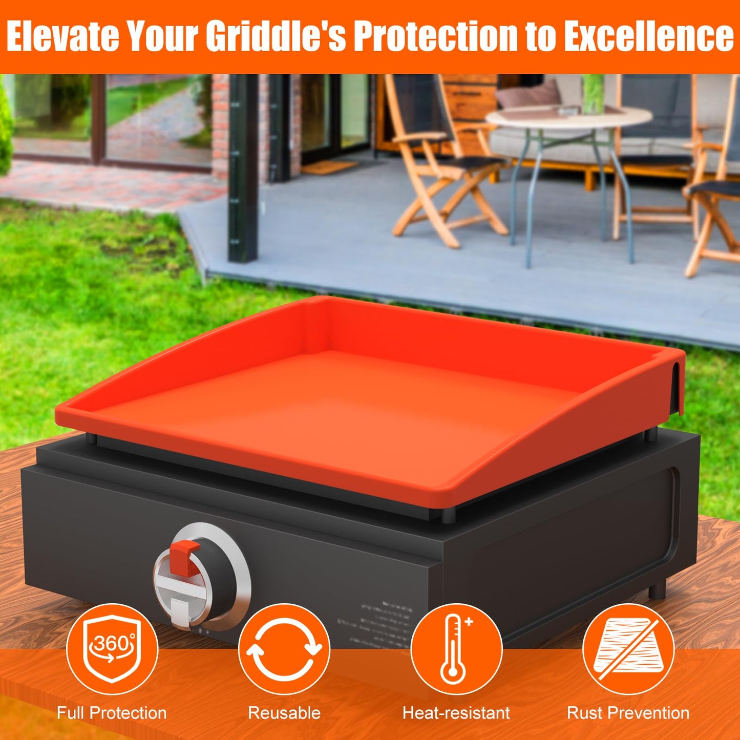 Silicone Griddle Mat Cover for Blackstone - 17 Inch True All-Encompassing Coverage Heavy Duty Food Grade Grill Buddy Mat, All Season Cooking Surface Protective Cover