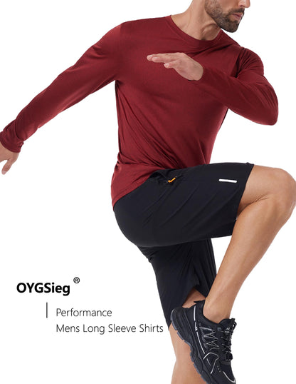 6 Pack Men's Quick Dry Long Sleeve Shirts Moisture Wicking Sun Protection UV UPF SPF Performance T-Shirt for Casual Workout XL