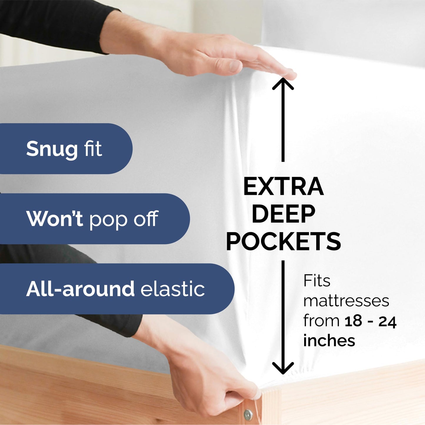 Extra Deep Queen Sheet Set - 6 Piece Breathable and Cooling Sheets - Hotel Luxury Bed Sheets Set - Easy & Secure Fit - Soft, Wrinkle Free and Comfy Sheets Set - White Sheet Set with Extra Deep Pockets