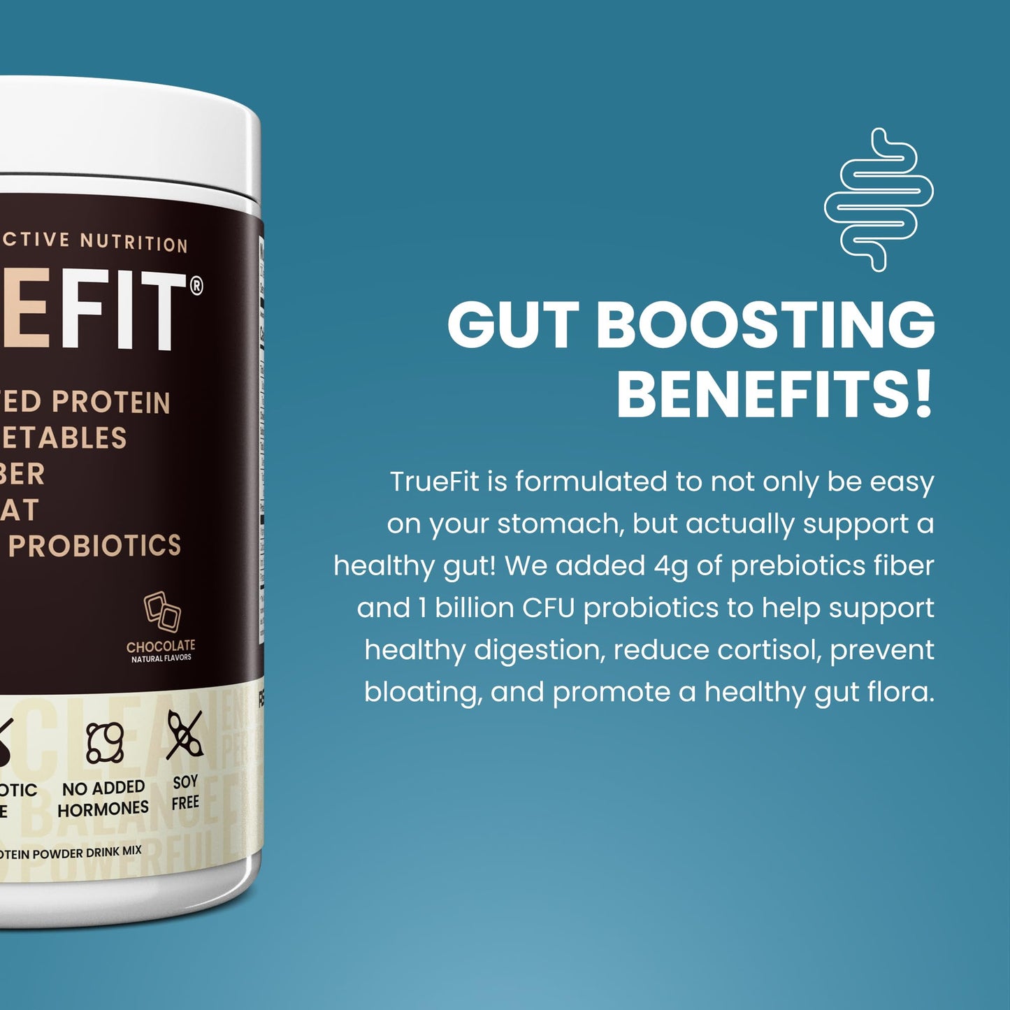 TrueFit High Fiber Protein Powder, Grass-Fed Whey Meal Replacement Shake with Prebiotics, Probiotics, & Organic Superfoods, Keto Friendly, Gluten Free