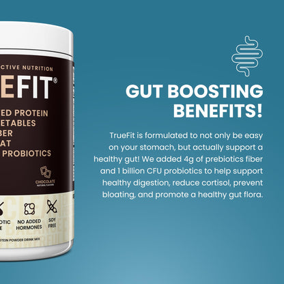 TrueFit High Fiber Protein Powder, Grass-Fed Whey Meal Replacement Shake with Prebiotics, Probiotics, & Organic Superfoods, Keto Friendly, Gluten Free